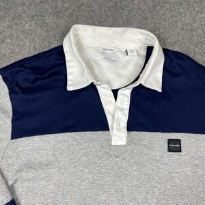 Calvin Klein Polo Rugby Shirt Mens XL Blue Gray Soft Liquid Touch Casual Preppy